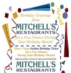 Mitchell's Birthday Club Golden Birthday Ticket